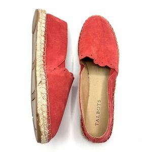 NWT Talbots Izzy Cherry Tomato Scallop Suede Leather Espadrille Loafer Flats 8
